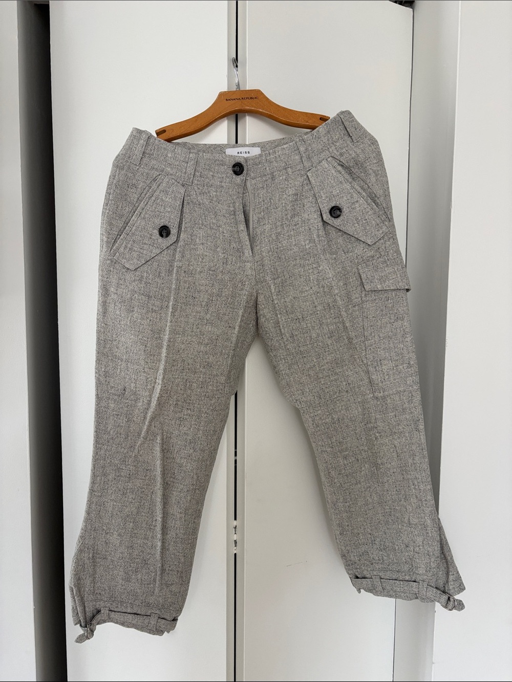 Reiss Light Gray Cargo Trousers